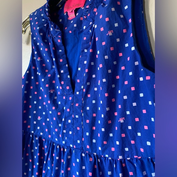 Lily Pulitzer cotton swing dress novella borealis blue pockets Xs - Picture 3 of 10